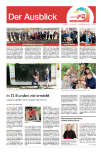 Titelseite der Zeitung Ausblick des Caritasverbandes Freiburg-Stadt, Schlussredaktion