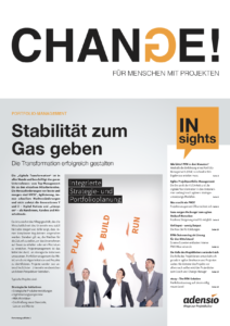 Titelseite des Magazins Change der adensio GmbH, Textüberarbeitung